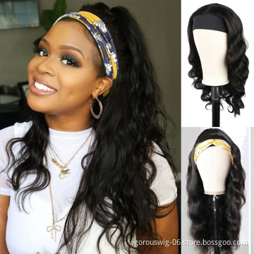 Headband Wigs for Black Women Body Wave Glueless Human Hair Brazilian Machine Made Wigs No Lace Front Wig 150% Density
